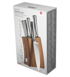 BERLINGERHAUS Sada nožů se stojanem z akátového dřeva 6 ks Stainless steel BH-3124