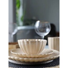 HIT Jídelní sada talířů porcelánová PEARL 18 ks béžová HT-24327957