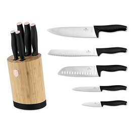 BERLINGERHAUS Sada nožů se stojanem BAMBOO 6 ks nerez Black Rose Collection BH-2752