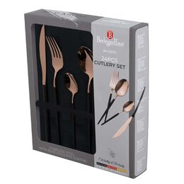 BERLINGERHAUS Sada příborů 24 ks nerez mirror Black Rose Collection BH-3073