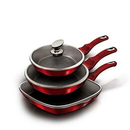 BERLINGERHAUS Sada pánví s mramorovým povrchem 6 ks  Burgundy Metallic Line BH-6189
