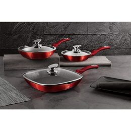 BERLINGERHAUS Sada pánví s mramorovým povrchem 6 ks  Burgundy Metallic Line BH-6189