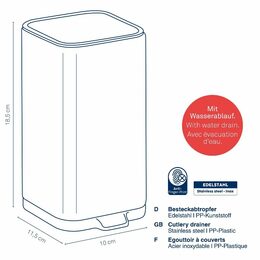 KELA Odkapávač na příbory Plata nerez matná stříbrná 10,0x11,5x18,5cm KL-12128