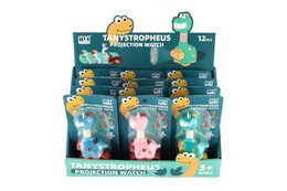 Projektor dinosaurus na ruku plast 11cm na baterie 3 barvy na kartě 12 ks v boxu