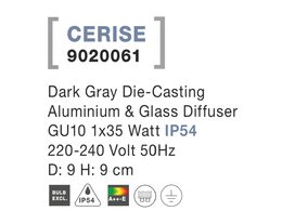 Svítidlo Nova Luce CERISE R TOP GREY 2 stropní, IP 54, GU10