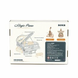 RoboTime 3D Dřevěná hrací skříňka Kouzelné piano (mechanický pohon)