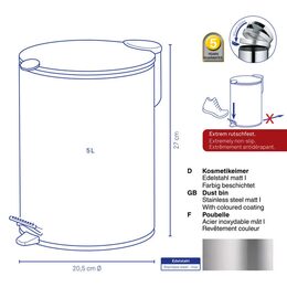 KELA Kosmetický koš 5 l MATS nerez KL-23703