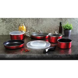 BERLINGERHAUS Sada nádobí s odnímatelnou rukojetí 12 ks Burgundy Metallic Line BH-1674