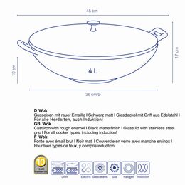 KELA Wok litinový s poklicí CALIDO 36 cm černá KL-12475