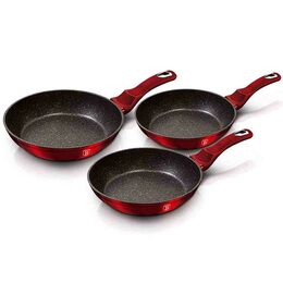BERLINGERHAUS Sada pánví s mramorovým povrchem 3 ks Burgundy Metallic Line BH-1288