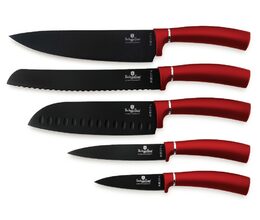 BERLINGERHAUS Sada nožů s magnetickým držákem 6 ks Burgundy Metallic Line BH-2886