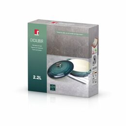 BERGNER Pánev hluboká s keramickým povrchem a poklicí 24 cm Excalibur BG-36103-GR