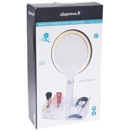 EXCELLENT Kosmetické zrcátko s LED osvětlením a organizérem 18 x 34,5 cm KO-170488360
