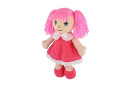 Panenka Mazlinka hadrová s růžovými vlásky látka 31cm 0m+