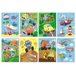 Kouzelné malování vodou Doprava omalovánky/blok 12x14cm + štětec 8 listů v krabičce
