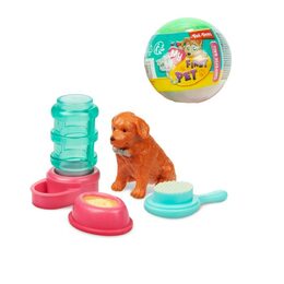 Míček s překvapením plast 6cm zvířátko s doplňky mix barev 24ks v boxu