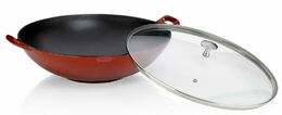 KELA Wok litinový s poklicí CALIDO 36 cm červená KL-11947