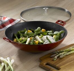 KELA Wok litinový s poklicí CALIDO 36 cm červená KL-11947