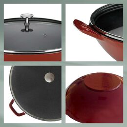 KELA Wok litinový s poklicí CALIDO 36 cm červená KL-11947