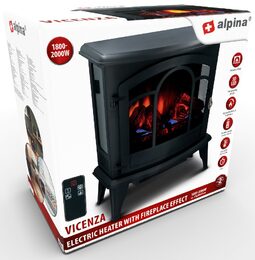 ALPINA Elektrické topení a krb s LED plameny 1800W VICENZA ED-216313