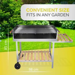 BBQ COLLECTION Gril na dřevěné uhlí nerez 98 x 56 cm ED-286634