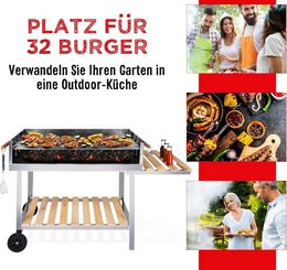 BBQ COLLECTION Gril na dřevěné uhlí nerez 98 x 56 cm ED-286634