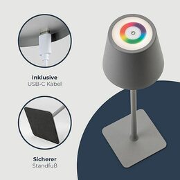 Classbach TL 4025 LED Dobíjecí stolní lampa šedá 38 cm