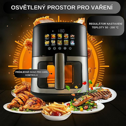 ProfiCook FR 1286 H Horkovzdušná fritéza s barevným displejem 6,5l