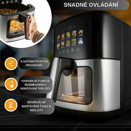 ProfiCook FR 1286 H Horkovzdušná fritéza s barevným displejem 6,5l