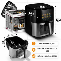ProfiCook FR 1286 H Horkovzdušná fritéza s barevným displejem 6,5l