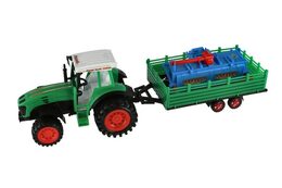 Traktor s vlekem s rotavátorem plast 52cm na setrvačník 2 barvy v blistru