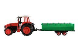 Traktor s vlekem s rotavátorem plast 52cm na setrvačník 2 barvy v blistru