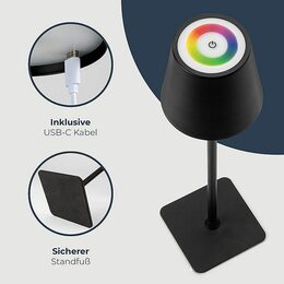 Classbach TL 4025 LED Dobíjecí stolní lampa černá 38 cm