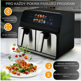 ProfiCook FR 1287 H dvojitá horkovzdušná fritéza s barevným displejem 8l