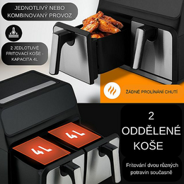 ProfiCook FR 1287 H dvojitá horkovzdušná fritéza s barevným displejem 8l