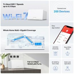 WiFi router TP-Link Halo H47BE(2-pack) WiFi 7, BE9300, 3x 2,5GLAN