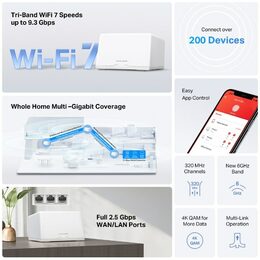 WiFi router TP-Link Halo H47BE(2-pack) WiFi 7, BE9300, 3x 2,5GLAN