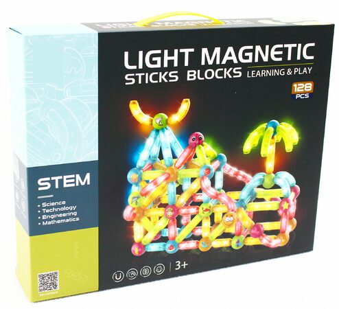 Magnetická svítící stavebnice 128 ks