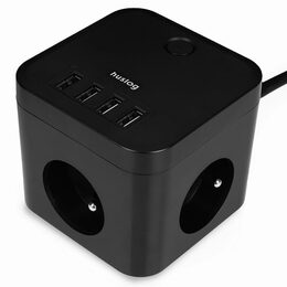 Prodlužovací kabel Huslog černý 3x zásuvka + 4x USB