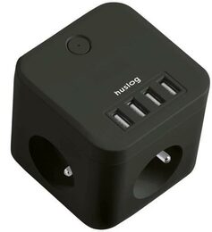 Prodlužovací kabel Huslog černý 3x zásuvka + 4x USB