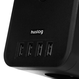 Prodlužovací kabel Huslog černý 3x zásuvka + 4x USB
