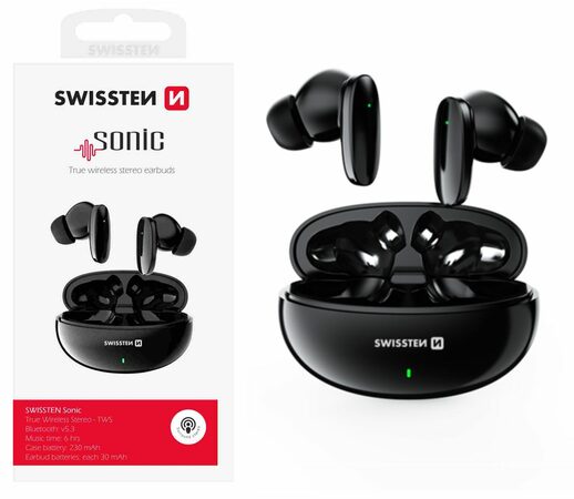 SWISSTEN SONIC bluetooth TWS sluchátka černá