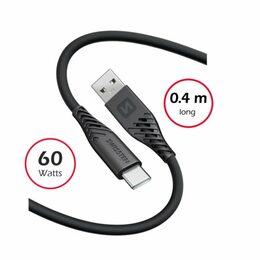 SWISSTEN kabel USB USB-C silikonový 0,4m 3A 60W černá