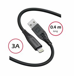 SWISSTEN kabel USB Lightning silikonový 0,4m 3A 60W černá