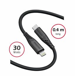 SWISSTEN kabel USB-C Lightning silikonový 0,4m 3A 60W černá
