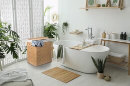 Koš na prádlo G21 150 l s rozdělovači, ratanový design s bílým košem