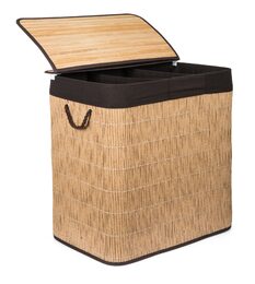 Koš na prádlo G21 150 l s rozdělovači, ratanový design s hnědým košem