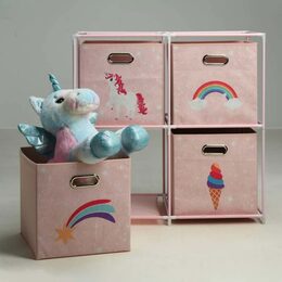 HOMESTYLING Zásuvková skříňka dětská 4 úložné boxy růžová KO-C80653200
