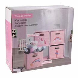 HOMESTYLING Zásuvková skříňka dětská 4 úložné boxy růžová KO-C80653200