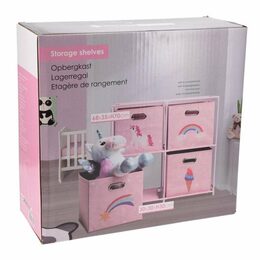 HOMESTYLING Zásuvková skříňka dětská 4 úložné boxy růžová KO-C80653200